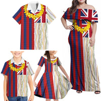 Hawaiian Tropical Plants Lei Family Matching Off Shoulder Maxi Dress and Hawaiian Shirt National Flag Style LT03 - Polynesian Pride
