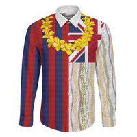 Hawaiian Tropical Plants Lei Family Matching Summer Maxi Dress and Hawaiian Shirt National Flag Style LT03 Dad's Shirt - Long Sleeve Multicolor - Polynesian Pride