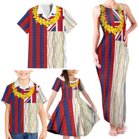 Hawaiian Tropical Plants Lei Family Matching Tank Maxi Dress and Hawaiian Shirt National Flag Style LT03 - Polynesian Pride