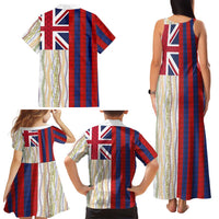 Hawaiian Tropical Plants Lei Family Matching Tank Maxi Dress and Hawaiian Shirt National Flag Style LT03 - Polynesian Pride