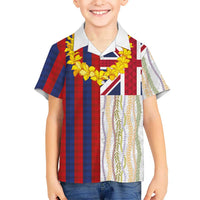 Hawaiian Tropical Plants Lei Family Matching Tank Maxi Dress and Hawaiian Shirt National Flag Style LT03 Son's Shirt Multicolor - Polynesian Pride