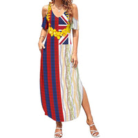 Hawaiian Tropical Plants Lei Summer Maxi Dress National Flag Style - Polynesian Pride