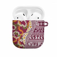 Hawaiian Plumeria Lei AirPods Case Kakau Motifs and Palaka Half Style Pink Color - Polynesian Pride