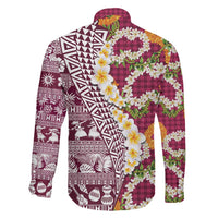 Hawaiian Plumeria Lei Family Matching Puletasi and Hawaiian Shirt Kakau Motifs and Palaka Half Style Pink Color LT03 - Polynesian Pride