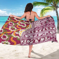 Hawaiian Plumeria Lei Sarong Kakau Motifs and Palaka Half Style Pink Color - Polynesian Pride