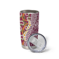 Hawaiian Plumeria Lei Tumbler Cup Kakau Motifs and Palaka Half Style Pink Color - Polynesian Pride