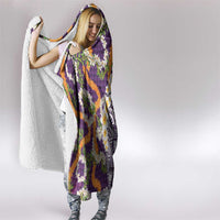 Hawaiian Plumeria Lei Hooded Blanket Kakau Motifs and Palaka Half Style Purple Color - Polynesian Pride