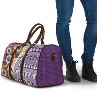 Hawaiian Plumeria Lei Travel Bag Kakau Motifs and Palaka Half Style Purple Color - Polynesian Pride