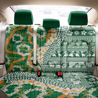 Hawaiian Plumeria Lei Back Car Seat Cover Kakau Motifs and Palaka Half Style Green Color LT03 - Polynesian Pride