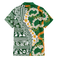 Hawaiian Plumeria Lei Family Matching Mermaid Dress and Hawaiian Shirt Kakau Motifs and Palaka Half Style Green Color LT03 - Polynesian Pride