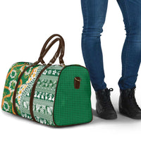 Hawaiian Plumeria Lei Travel Bag Kakau Motifs and Palaka Half Style Green Color - Polynesian Pride