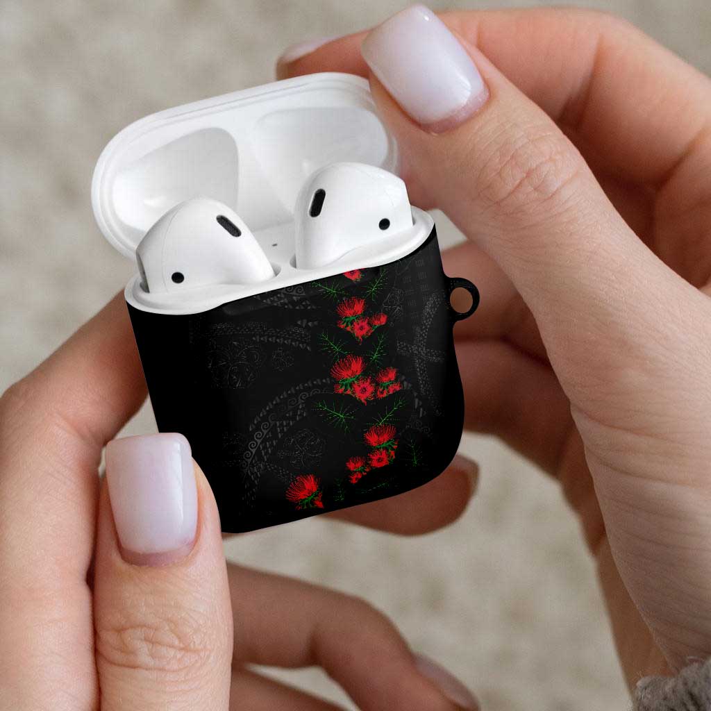 Hawaiian Kakau Art AirPods Case Taro Leaves with Ohia Lehua and Pakala Pattern - Polynesian Pride
