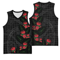 Hawaiian Kakau Art Basketball Jersey Taro Leaves with Ohia Lehua and Pakala Pattern LT03 - Polynesian Pride