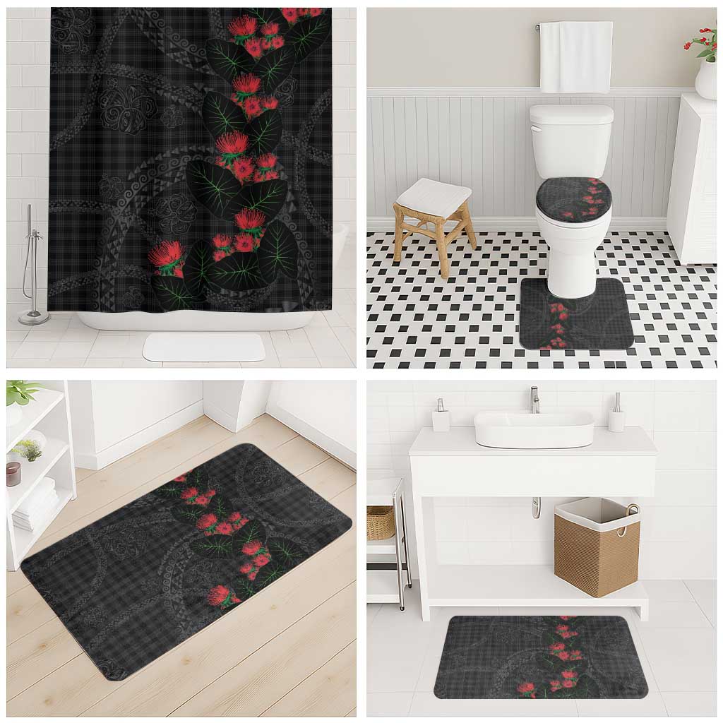 Hawaiian Kakau Art Bathroom Set Taro Leaves with Ohia Lehua and Pakala Pattern LT03 - Polynesian Pride