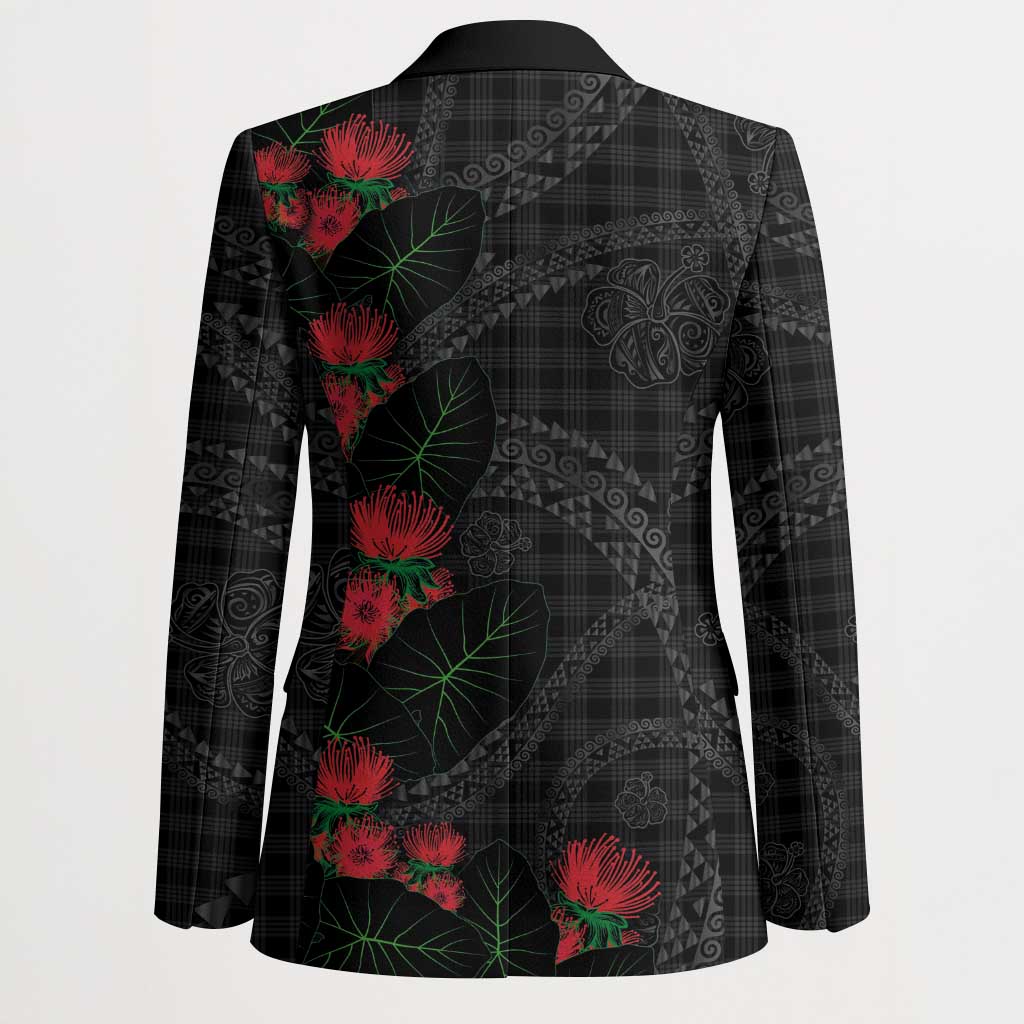 Hawaiian Kakau Art Blazer Taro Leaves with Ohia Lehua and Pakala Pattern LT03 - Polynesian Pride