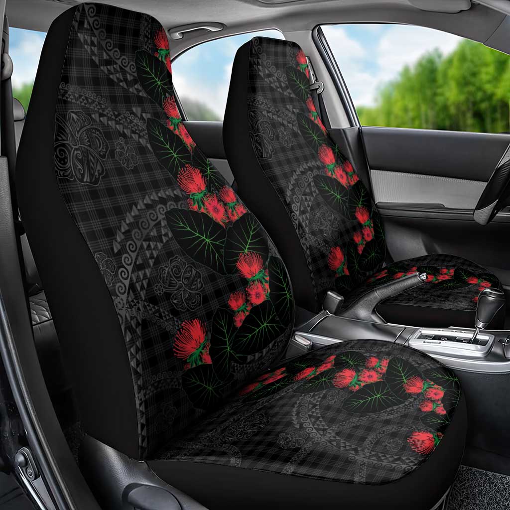 Hawaiian Kakau Art Car Seat Cover Taro Leaves with Ohia Lehua and Pakala Pattern LT03 - Polynesian Pride