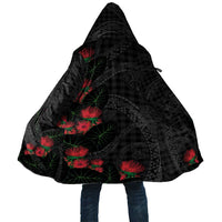 Hawaiian Kakau Art Cloak Taro Leaves with Ohia Lehua and Pakala Pattern LT03 Unisex Black - Polynesian Pride