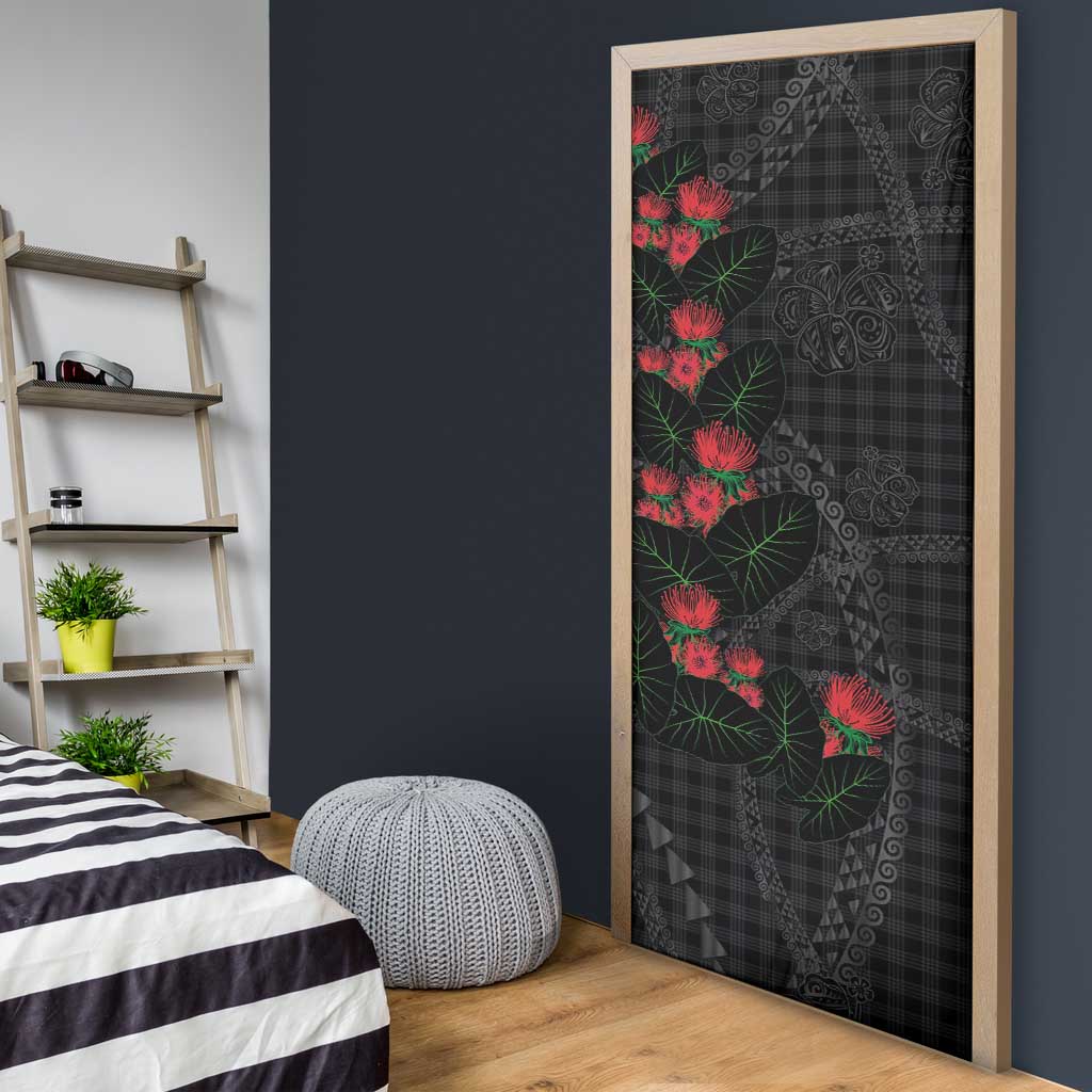 Hawaiian Kakau Art Door Cover Taro Leaves with Ohia Lehua and Pakala Pattern - Polynesian Pride