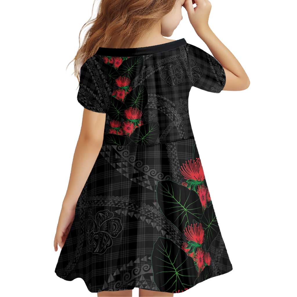 Hawaiian Kakau Art Family Matching Short Sleeve Bodycon Dress and Hawaiian Shirt Taro Leaves with Ohia Lehua and Pakala Pattern LT03 - Polynesian Pride