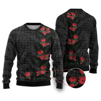 Hawaiian Kakau Art Ugly Christmas Sweater Taro Leaves with Ohia Lehua and Pakala Pattern - Polynesian Pride
