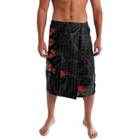 Hawaiian Kakau Art Lavalava Taro Leaves with Ohia Lehua and Pakala Pattern LT03 Black - Polynesian Pride