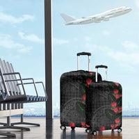 Hawaiian Kakau Art Luggage Cover Taro Leaves with Ohia Lehua and Pakala Pattern - Polynesian Pride