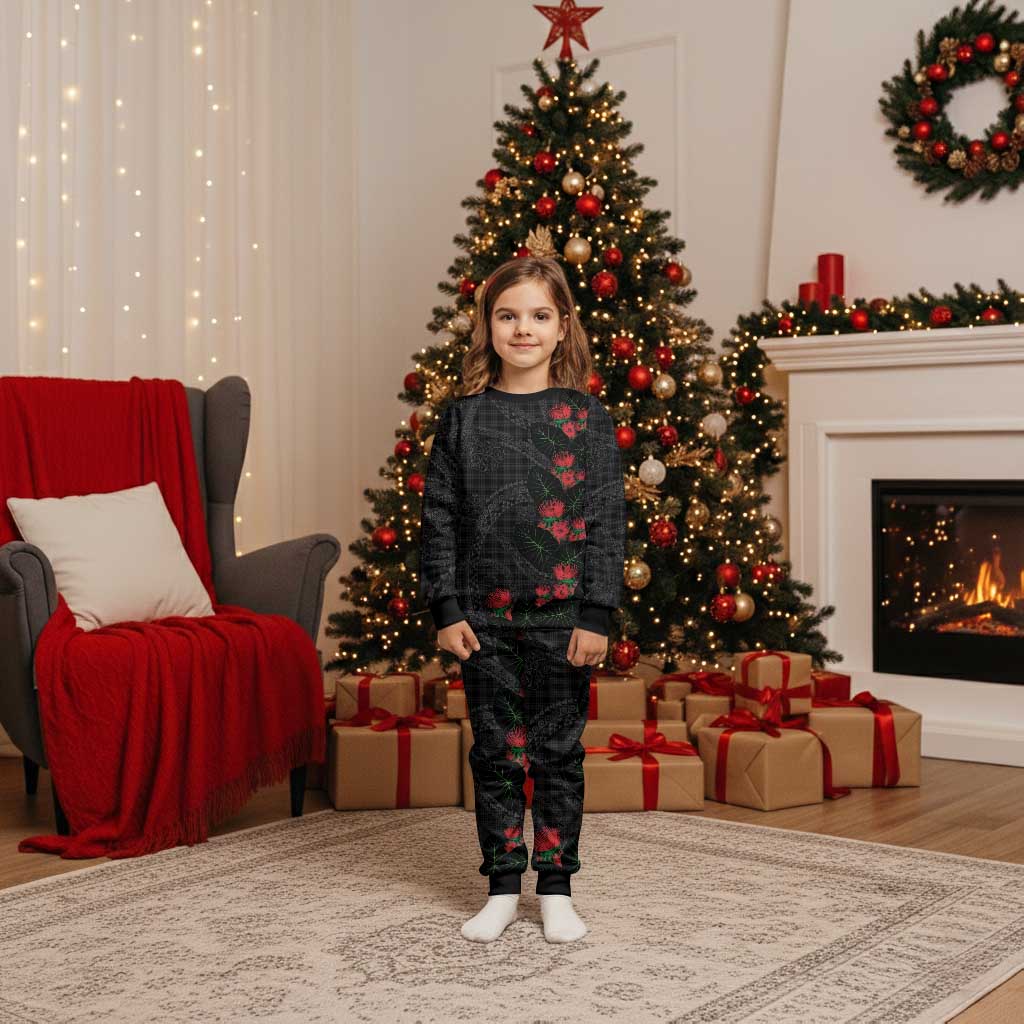 Hawaiian Kakau Art Christmas Pajama Set Taro Leaves with Ohia Lehua and Pakala Pattern - Polynesian Pride