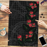 Hawaiian Kakau Art Puzzle Taro Leaves with Ohia Lehua and Pakala Pattern LT03 Black - Polynesian Pride