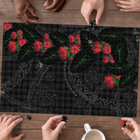 Hawaiian Kakau Art Puzzle Taro Leaves with Ohia Lehua and Pakala Pattern LT03 - Polynesian Pride