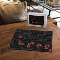 Hawaiian Kakau Art Puzzle Taro Leaves with Ohia Lehua and Pakala Pattern LT03 - Polynesian Pride