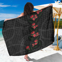 Hawaiian Kakau Art Sarong Taro Leaves with Ohia Lehua and Pakala Pattern LT03 One Size 44 x 66 inches Black - Polynesian Pride