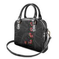 Hawaiian Kakau Art Shoulder Handbag Taro Leaves with Ohia Lehua and Pakala Pattern - Polynesian Pride