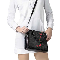 Hawaiian Kakau Art Shoulder Handbag Taro Leaves with Ohia Lehua and Pakala Pattern - Polynesian Pride