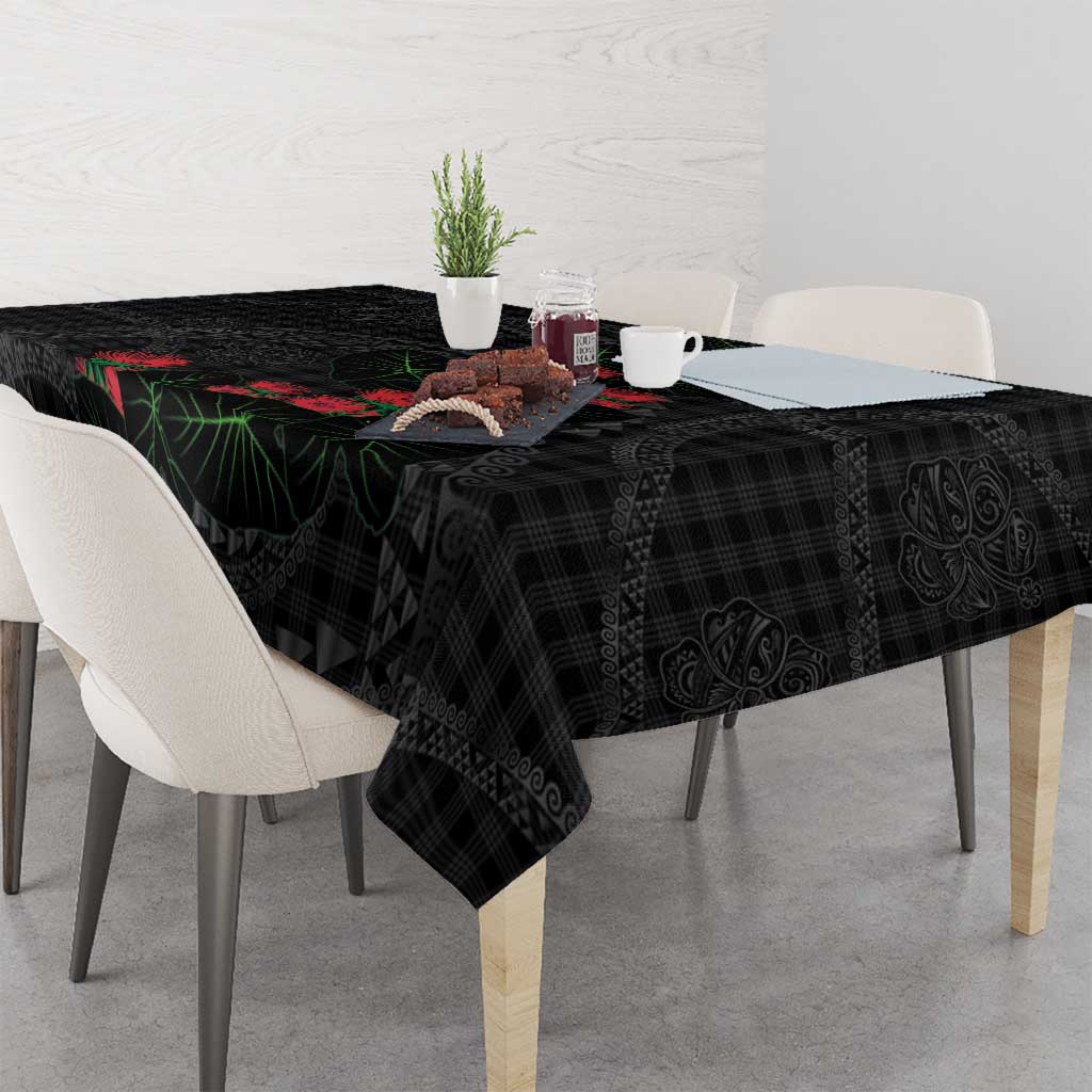Hawaiian Kakau Art Tablecloth Taro Leaves with Ohia Lehua and Pakala Pattern LT03 - Polynesian Pride