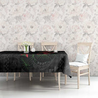 Hawaiian Kakau Art Tablecloth Taro Leaves with Ohia Lehua and Pakala Pattern LT03 - Polynesian Pride