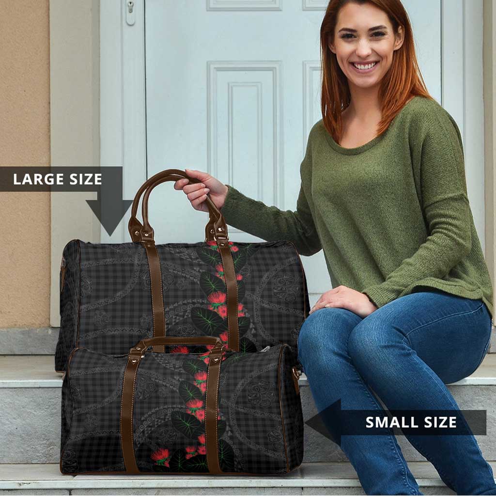Hawaiian Kakau Art Travel Bag Taro Leaves with Ohia Lehua and Pakala Pattern - Polynesian Pride