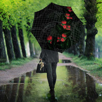 Hawaiian Kakau Art Umbrella Taro Leaves with Ohia Lehua and Pakala Pattern - Polynesian Pride