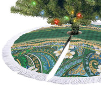 Hawaiian Art Flower Tribal with Lei Tree Skirt Palaka Pattern Green Color - Polynesian Pride