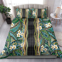 Hawaiian Art Flower Tribal with Lei Bedding Set Palaka Pattern Black Color LT03 - Polynesian Pride
