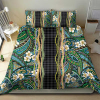 Hawaiian Art Flower Tribal with Lei Bedding Set Palaka Pattern Black Color LT03 - Polynesian Pride