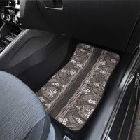 Hawaiian Art Flower Tribal with Lei Car Mats Palaka Pattern Grayscale - Polynesian Pride