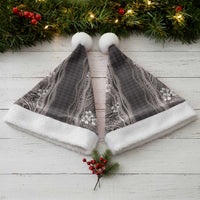 Hawaiian Art Flower Tribal with Lei Christmas Santa Hat Palaka Pattern Grayscale - Polynesian Pride