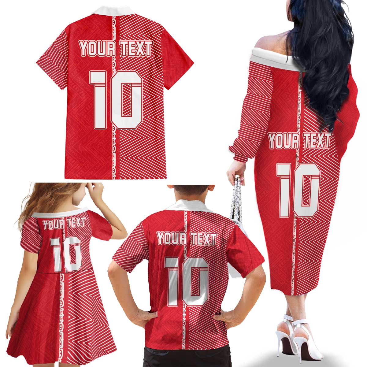 Custom Tahiti Football-Iron Warriors Family Matching Off The Shoulder Long Sleeve Dress and Hawaiian Shirt LT03 - Polynesian Pride