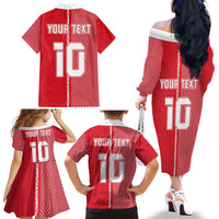 Custom Tahiti Football-Iron Warriors Family Matching Off The Shoulder Long Sleeve Dress and Hawaiian Shirt LT03 - Polynesian Pride