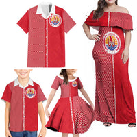 Custom Tahiti Football-Iron Warriors Family Matching Off Shoulder Maxi Dress and Hawaiian Shirt LT03 - Polynesian Pride
