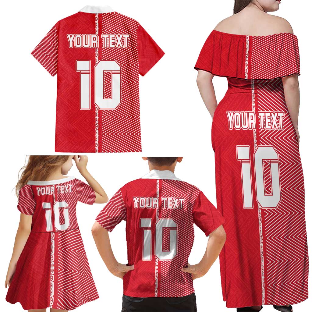 Custom Tahiti Football-Iron Warriors Family Matching Off Shoulder Maxi Dress and Hawaiian Shirt LT03 - Polynesian Pride