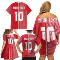 Custom Tahiti Football-Iron Warriors Family Matching Off Shoulder Short Dress and Hawaiian Shirt LT03 - Polynesian Pride