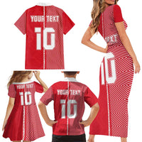 Custom Tahiti Football-Iron Warriors Family Matching Short Sleeve Bodycon Dress and Hawaiian Shirt LT03 - Polynesian Pride