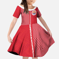Custom Tahiti Football-Iron Warriors Family Matching Summer Maxi Dress and Hawaiian Shirt LT03 Daughter's Dress Red - Polynesian Pride