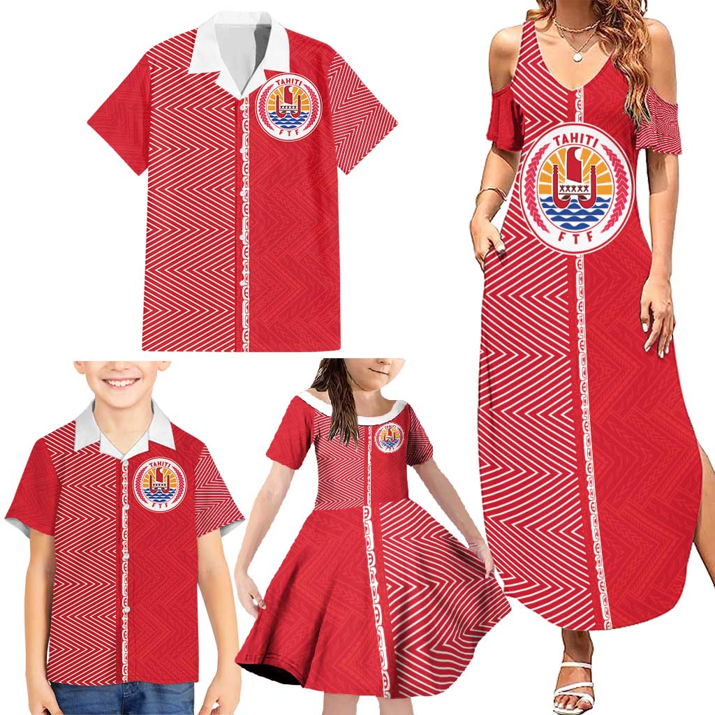 Custom Tahiti Football-Iron Warriors Family Matching Summer Maxi Dress and Hawaiian Shirt LT03 - Polynesian Pride